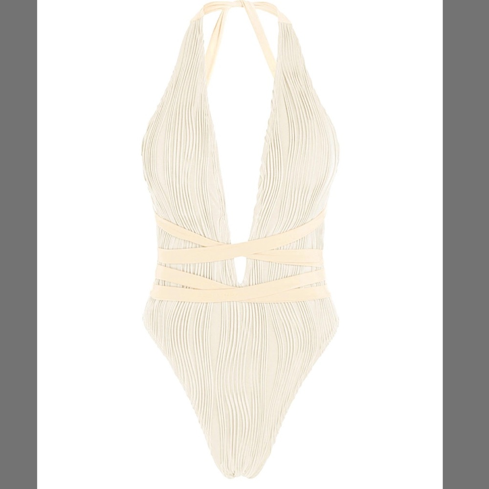 ZAFUL Women Plunging One Piece Swimsuit Backless Cross Tie High Cut One-Piece